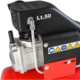 Compressore aria da 50 litri pressione 8 bar elettrico coassiale 2 Hp motore potente termicamente silenziato protetto c