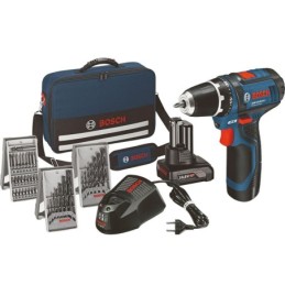 Trapano avvitatore a batteria 12V con due batterie 2Ah + 4Ah in borsa + 39 accessori avvitamento/foratura Bosch - GSR 12-15