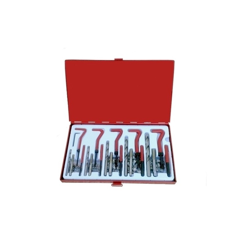 Kit riparazione ripristino filetti/filettature/elicoidi maschi 131 pz c/valigetta metallo