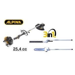Decespugliatore + Tagliasiepi + Motosega/Troncarami/Tagliarami + Disco girevole 3 denti a scoppio 25,4cc Alpina - TB 25