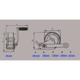 Verricello/Argano/Paranco a mano/manuale mini 270Kg/600 lbs