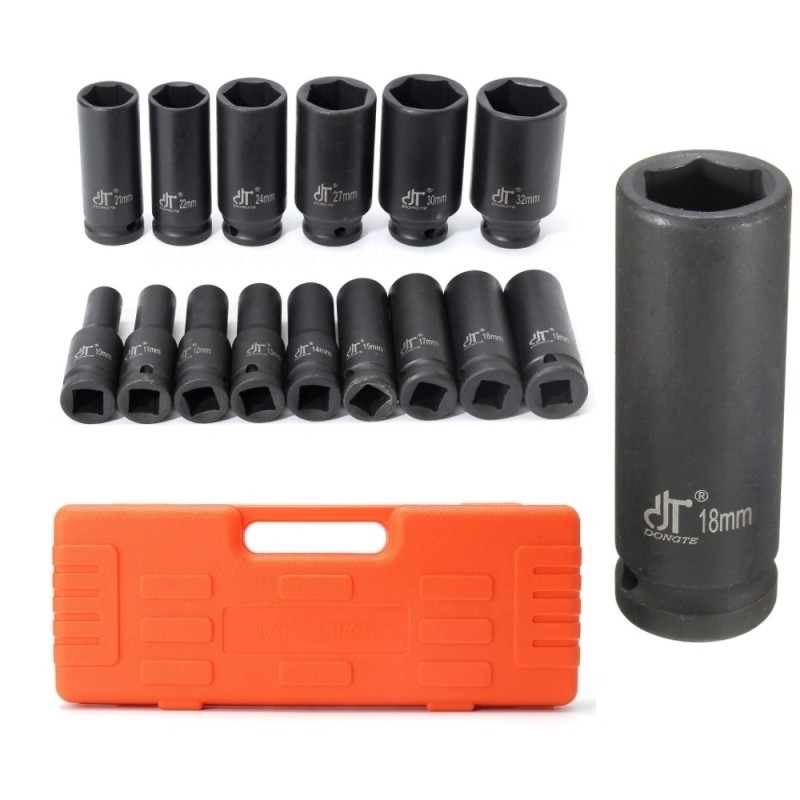 Bussole/Boccole esagonali rinforzate per avvitatore pneumatico serie 15 pezzi da 1/2"