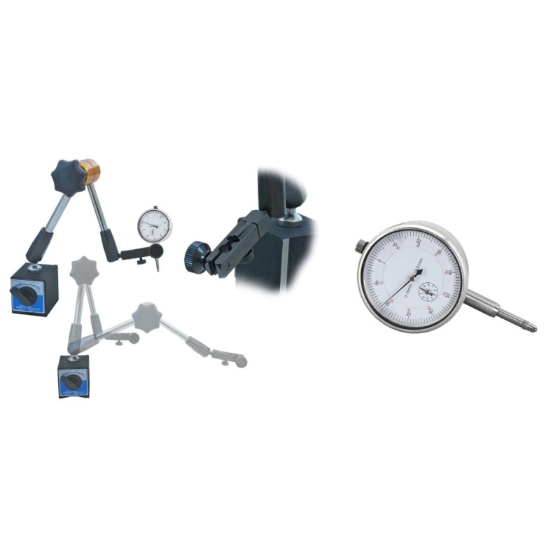 Comparatore centesimale a quadrante con base magnetica e supporto a tre snodi