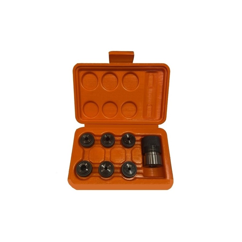 Maschiatore con bussole/Mandrino Maschio in valigetta 7 pz da M3 a M12 attacco 19mm