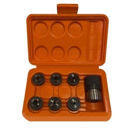 Maschiatore con bussole/Mandrino Maschio in valigetta 7 pz da M3 a M12 attacco 19mm