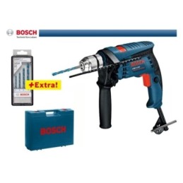 Trapano elettrico battente autoserrante professionale 600W in valigetta + set 4 punte multiconstruction Bosch Professional - GSB 13 RE