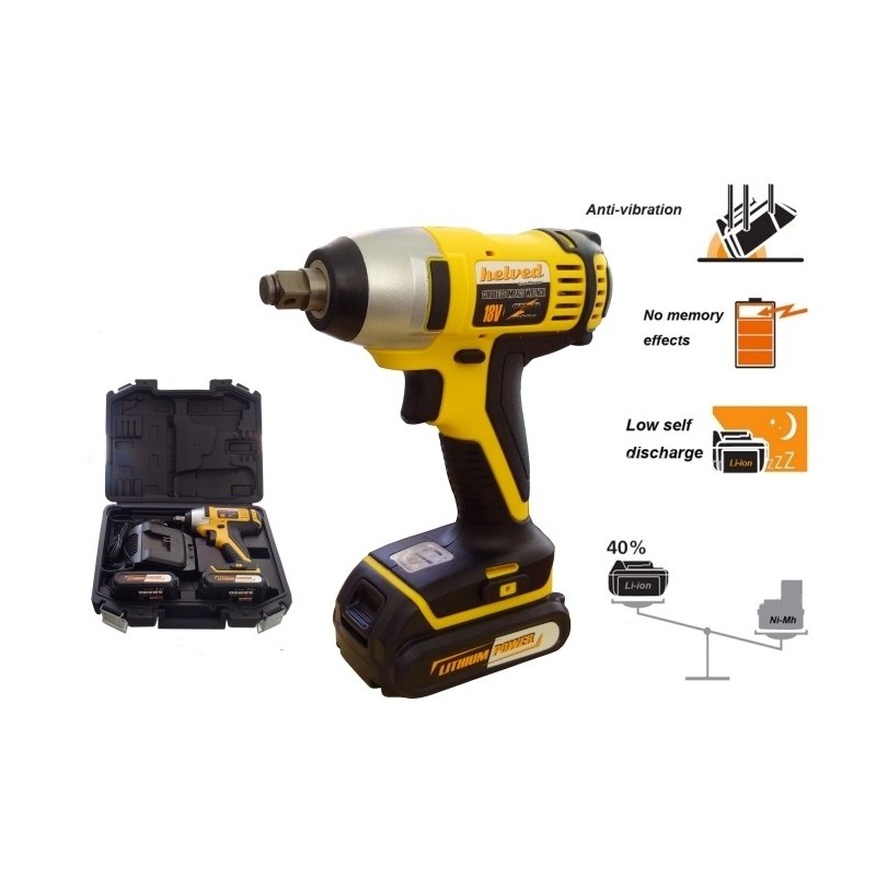 Avvitatore pneumatico/Chiave ad impulsi c/batteria di riserva in valigetta 18V Litio Helved Tool Master