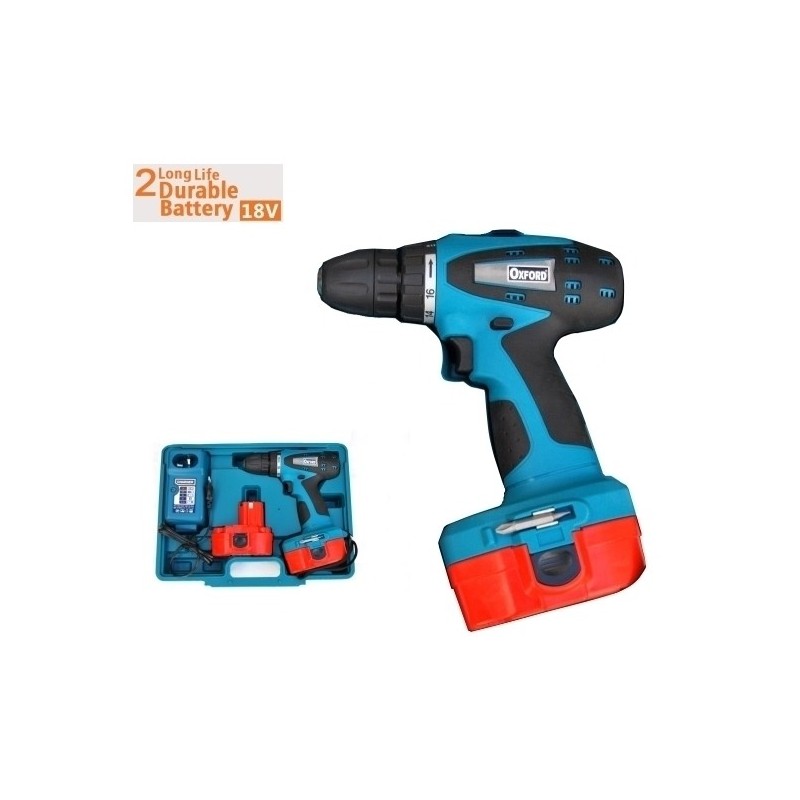 Trapano avvitatore a batteria 18V c/batteria di riserva
