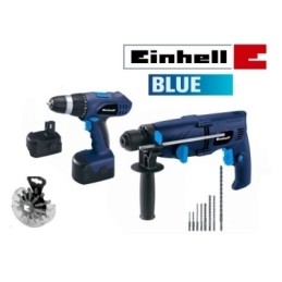 Kit Trapano martello demolitore/Tassellatore 22mm 650W + Trapano avvitatore a batteria 14,4V c/batteria di riserva + accessori Einhell - BT-RH 600 + BT-CD 14,4
