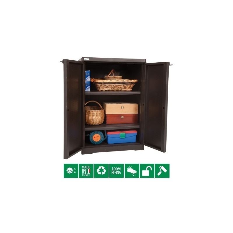 Armadio/Mobile/Mobiletto in resina versione bassa Polyrattan-line wengè - 6251-26