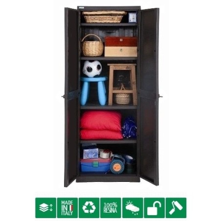 Armadio/Mobile/Mobiletto in resina versione tuttopiani Polyrattan-line wengè - 6221-26