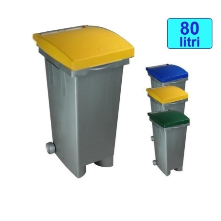 Cassonetto/Pattumiera/Contenitore/Bidone per raccolta rifiuti uso esterno 80lt Grigio/Giallo