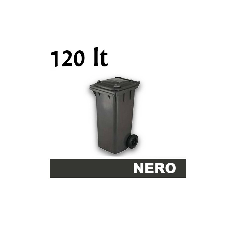 Cassonetto/Pattumiera/Contenitore/Bidone per raccolta rifiuti uso esterno 120lt Nero