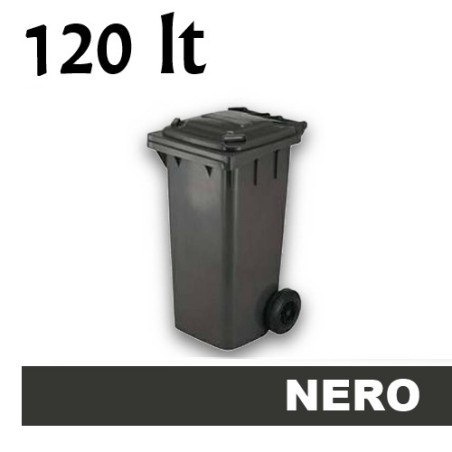 Cassonetto/Pattumiera/Contenitore/Bidone per raccolta rifiuti uso esterno 120lt Nero