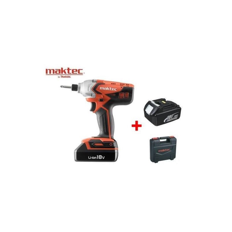 Avvitatore/Cacciavite a massa battente c/batteria di riserva 18V Litio in valigetta Maktec by Makita - MT691E