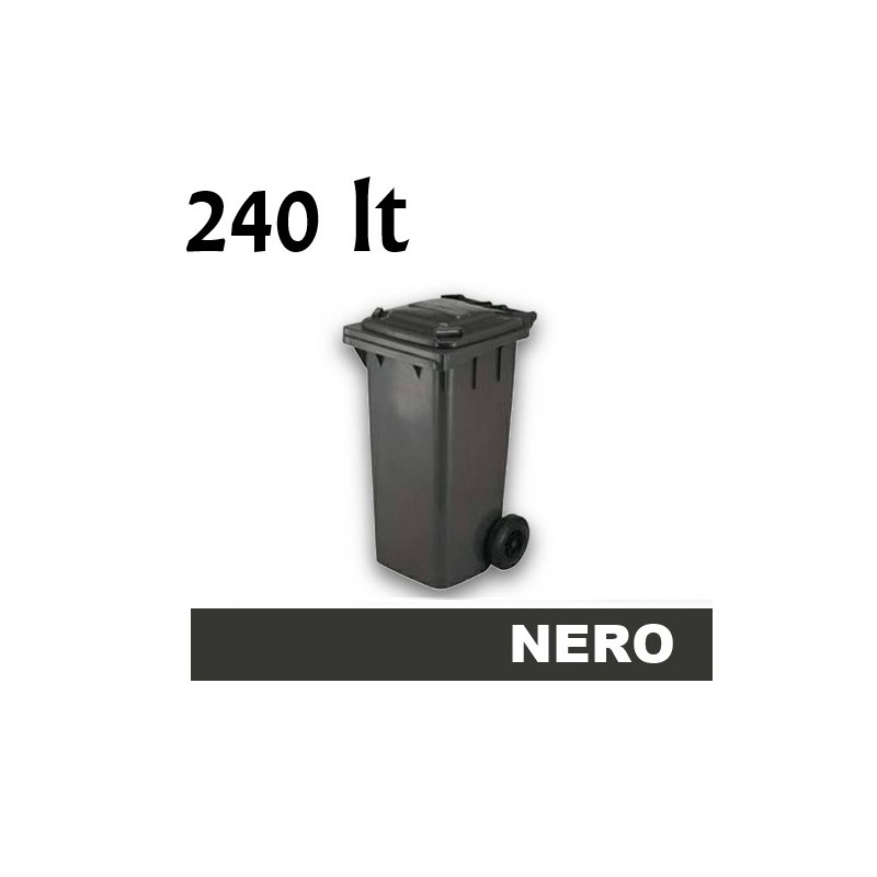 Cassonetto/Pattumiera/Contenitore/Bidone per raccolta rifiuti uso esterno 240lt Nero