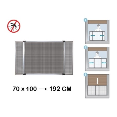 Zanzariera estensibile in alluminio con telaio per porte/finestre con tapparella 70x100/192 cm