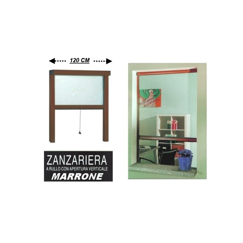 Zanzariera a rullo in alluminio per finestre con profilo riducibile/regolabile avvolgimento verticale con frizione 120x