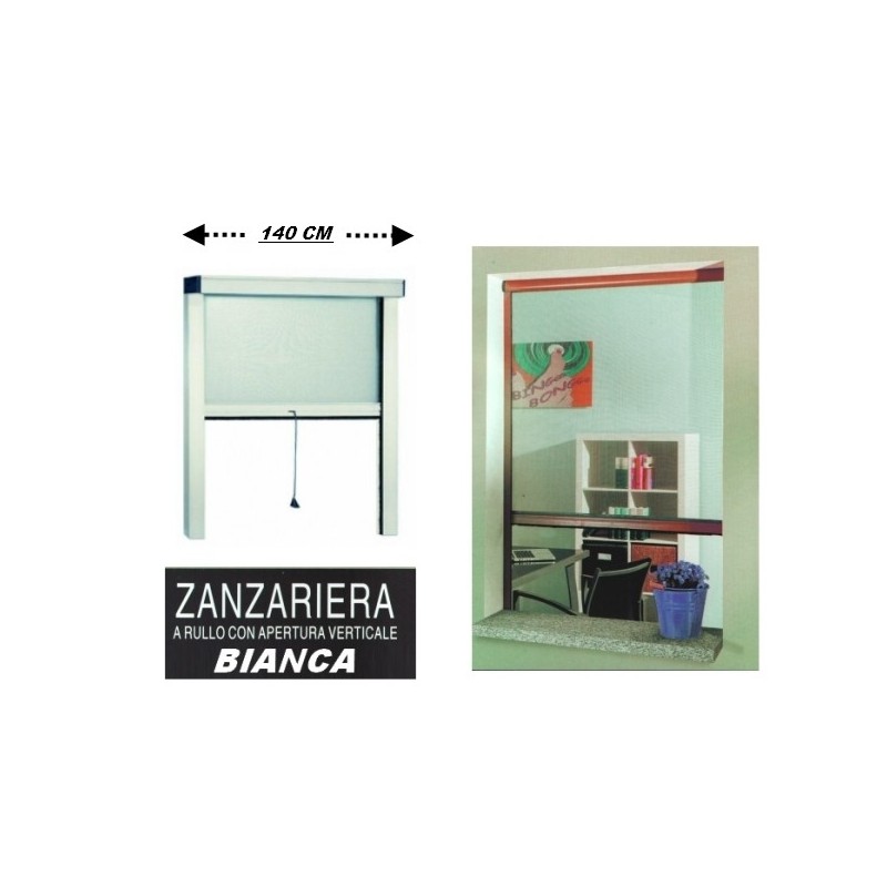 Zanzariera a rullo in alluminio per finestre con profilo riducibile/regolabile avvolgimento verticale con frizione 140x
