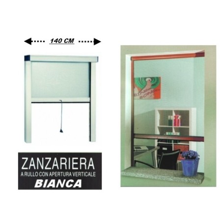 Zanzariera a rullo in alluminio per finestre con profilo riducibile/regolabile avvolgimento verticale con frizione 140x