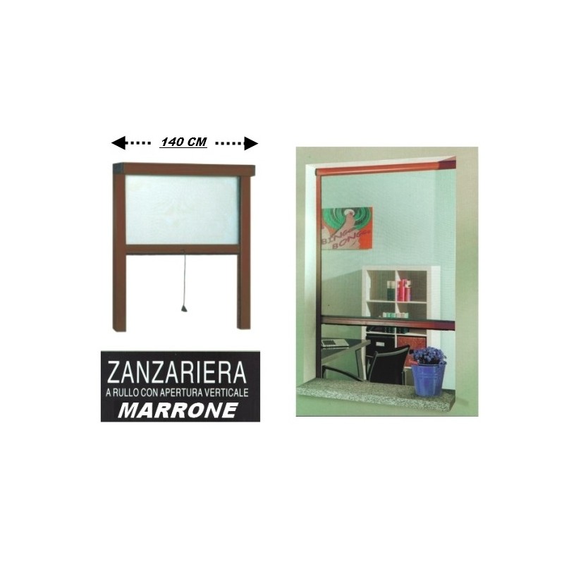 Zanzariera a rullo in alluminio per finestre con profilo riducibile/regolabile avvolgimento verticale con frizione 140x