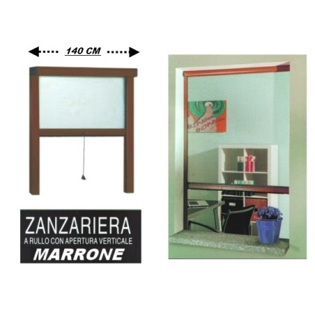 Zanzariera a rullo in alluminio per finestre con profilo riducibile/regolabile avvolgimento verticale con frizione 140x