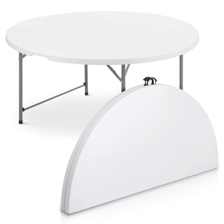Tavolo/Tavola/Tavolino/Banco pieghevole a valigetta piano in plastica HDPE Rotondo 180x74cm