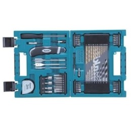 Trapano avvitatore a batteria c/percussione 18V Litio c/2 batterie di riserva in valigetta c/accessori Makita - BHP453RHE + D-33691