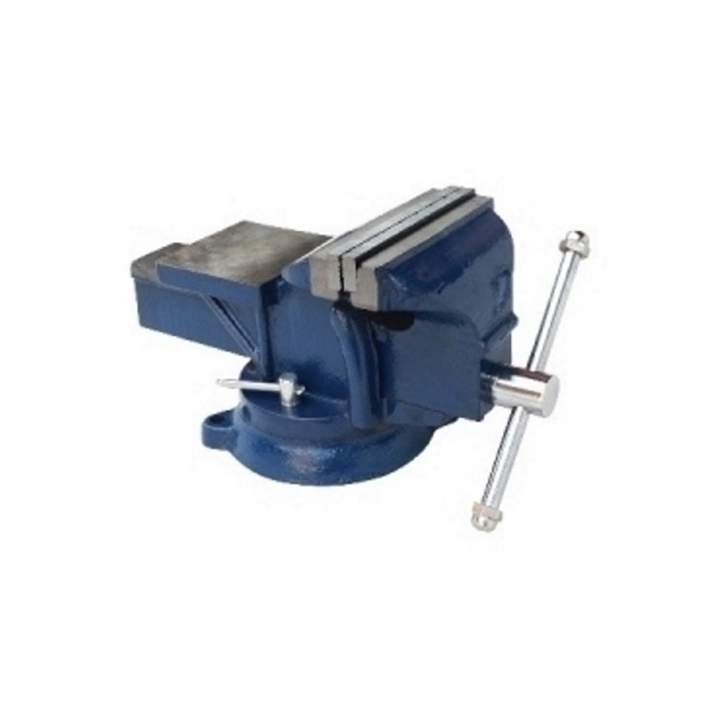 Morsa da banco in ghisa con ganasce in acciaio base girevole 150mm
