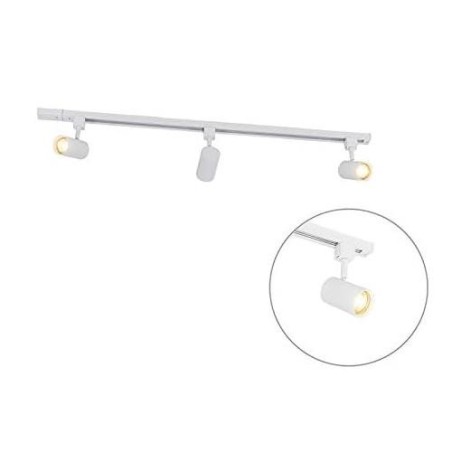 Sistema binario a 3 Faretti  50W GU10 in alluminio bianco 100 cm