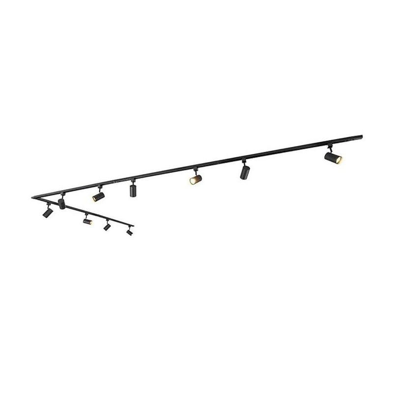 Sistema binario a 10 faretti  50W GU10 in alluminio nero 500 cm