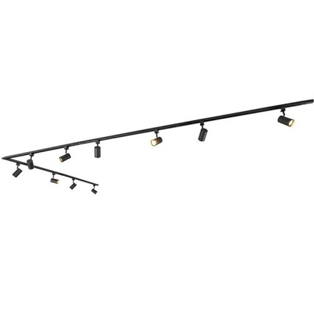 Sistema binario a 10 faretti  50W GU10 in alluminio nero 500 cm