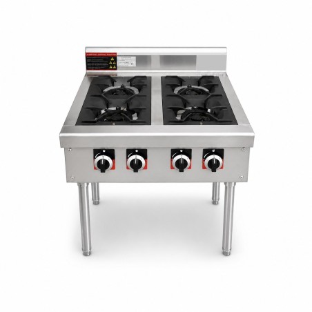 Fornello Professionale a Gas 4 Fuochi in Acciaio Inox STAYLUX con Supporto – Cucina Industriale per Ristoranti, Pizzerie e Catering, Bruciatori Alta Potenza, Struttura Robusta Professionale - Mod. Square