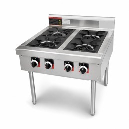 Fornello Professionale a Gas 4 Fuochi in Acciaio Inox STAYLUX con Supporto – Cucina Industriale per Ristoranti, Pizzerie e Catering, Bruciatori Alta Potenza, Struttura Robusta Professionale - Mod. Square