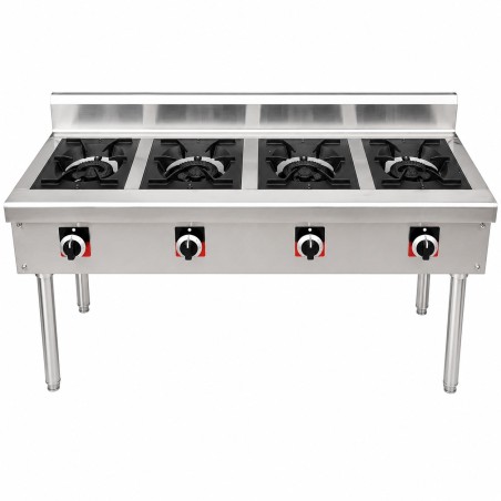 Fornello Professionale a Gas 4 Fuochi in Acciaio Inox STAYLUX con Supporto – Cucina Industriale per Ristoranti, Pizzerie e Catering, Bruciatori Alta Potenza, Struttura Robusta Professionale - Mod. Rectangular