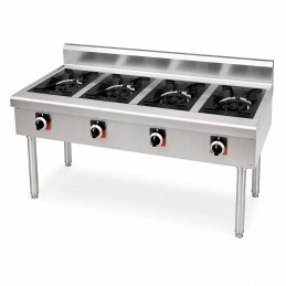 Fornello Professionale a Gas 4 Fuochi in Acciaio Inox STAYLUX con Supporto – Cucina Industriale per Ristoranti, Pizzerie e Catering, Bruciatori Alta Potenza, Struttura Robusta Professionale - Mod. Rectangular