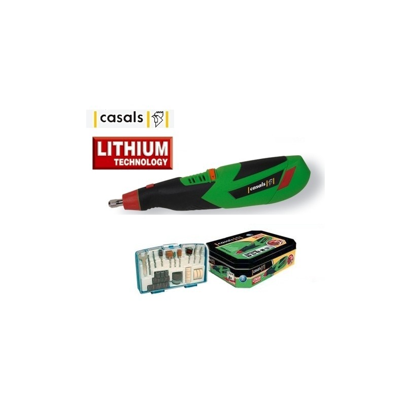 Miniutensile rotativo/Minitrapano 10,8V batteria al Lithio tipo Mini Drill con 60 accessori in cofanetto Casals - V@MTL