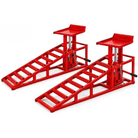 Set 2 Rampe Carrabili con Martinetto idraulico Auto MAX 3T/3000Kg Sollevamento Regolabile in Altezza 270-375 mm - Piattaforma Antiscivolo per Auto SUV Fuoristrada e Furgoni - Ideali per Officina e Manutenzione