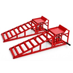 Set 2 Rampe Carrabili con Martinetto idraulico Auto MAX 3T/3000Kg Sollevamento Regolabile in Altezza 270-375 mm - Piattaforma Antiscivolo per Auto SUV Fuoristrada e Furgoni - Ideali per Officina e Manutenzione
