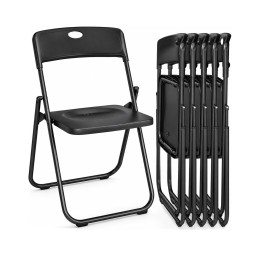 Set di 6 Sedie Pieghevoli/Sedia Pieghevole Salvaspazio con Seduta in Plastica PVC, Sedia Ideale per Scrivania Ufficio Casa Esterno con Robusta Struttura in Metallo Portata 140 kg