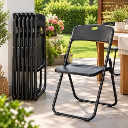 Set di 6 Sedie Pieghevoli/Sedia Pieghevole Salvaspazio con Seduta in Plastica PVC, Sedia Ideale per Scrivania Ufficio Casa Esterno con Robusta Struttura in Metallo Portata 140 kg