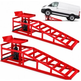 Set 2 Rampe Carrabili con Martinetto idraulico Auto MAX 3T/3000Kg Sollevamento Regolabile in Altezza 270-375 mm - Piattaforma Antiscivolo per Auto SUV Fuoristrada e Furgoni - Ideali per Officina e Manutenzione